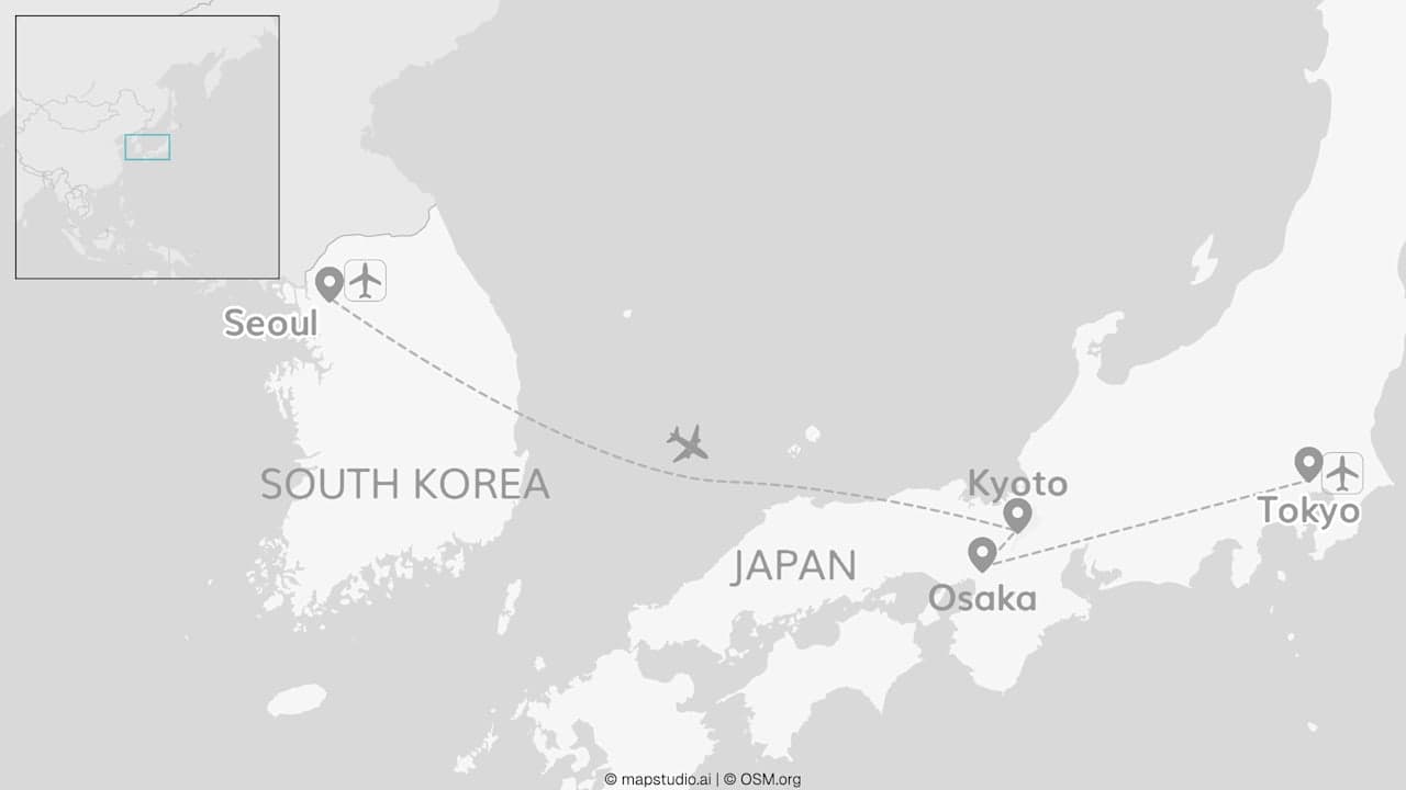 2 for 1 Japan: Meet me in Seoul, Kyoto & Tokyo